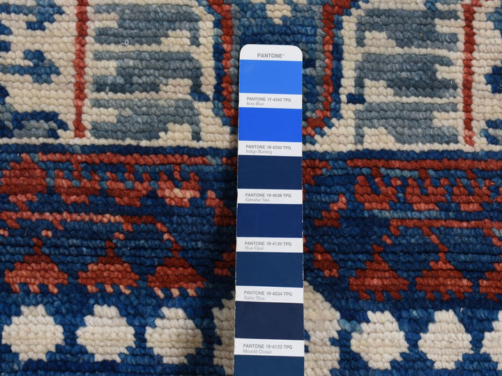 4'1" x 14'0" New Hand Knotted Ivory Wool Runner Oriental Rug - MOA10287696