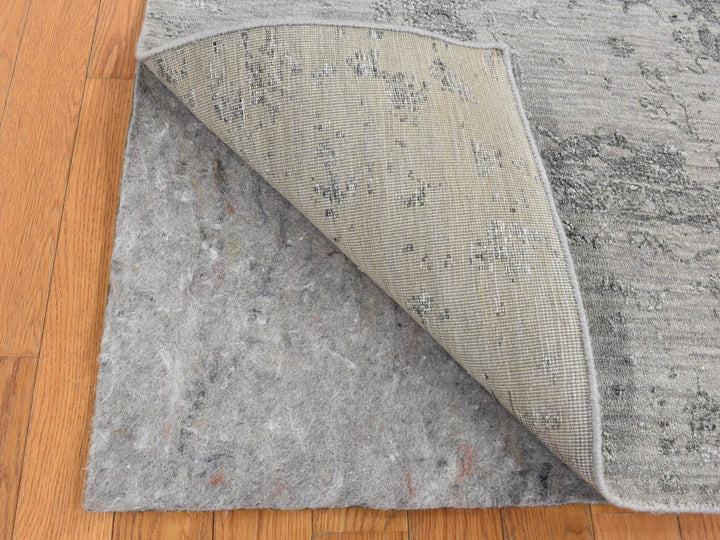 8'0" x 10'0" New Hand Knotted Grey Wool & Silk Rectangle Oriental Rug - MOA10287699