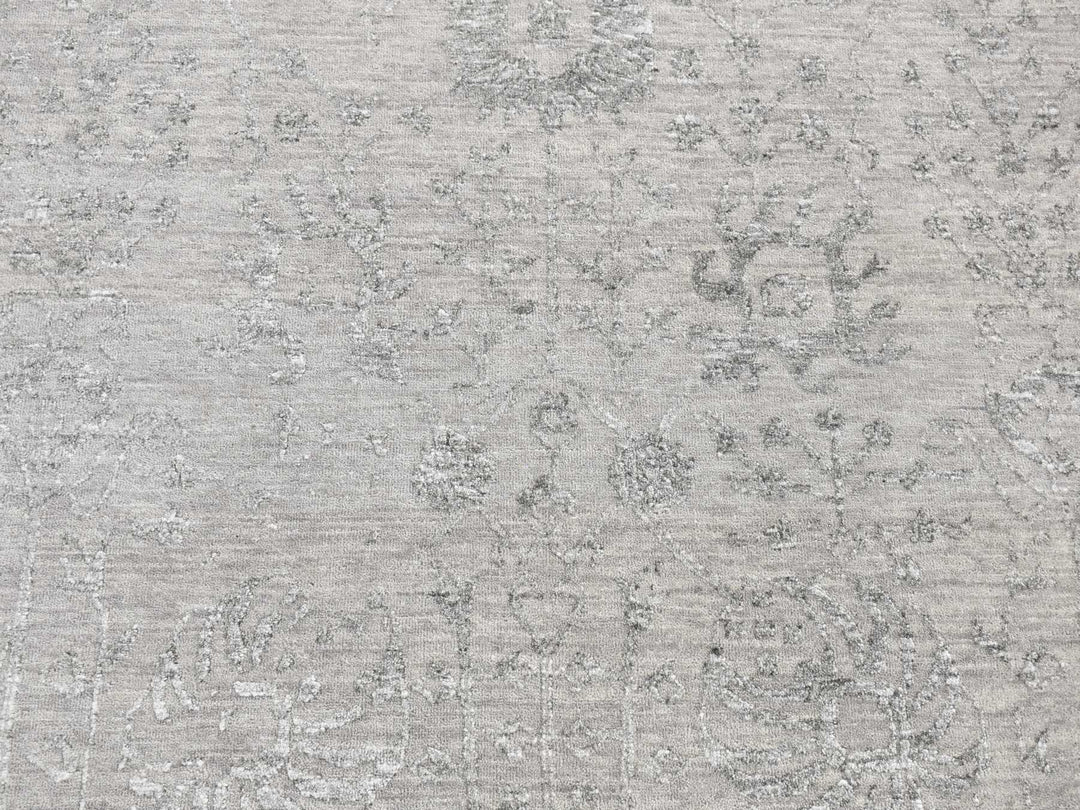8'0" x 10'0" New Hand Knotted Grey Wool & Silk Rectangle Oriental Rug - MOA10287699