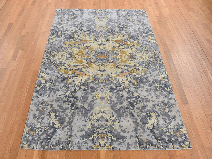 8'0" x 10'2" New Hand Knotted Blue Wool & Silk Rectangle Oriental Rug - MOA10287702