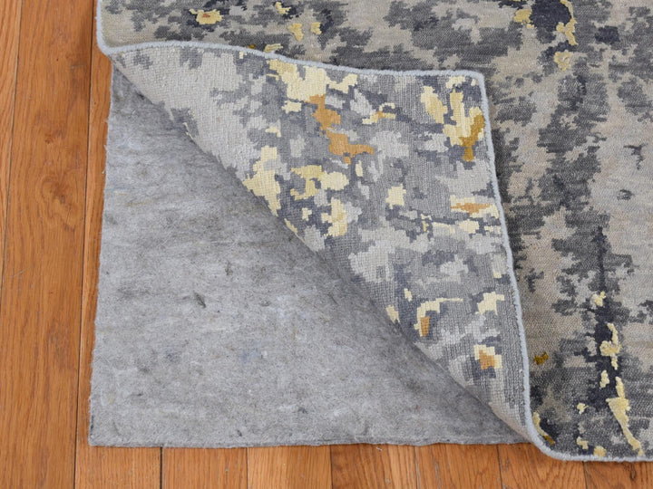 8'0" x 10'2" New Hand Knotted Blue Wool & Silk Rectangle Oriental Rug - MOA10287702