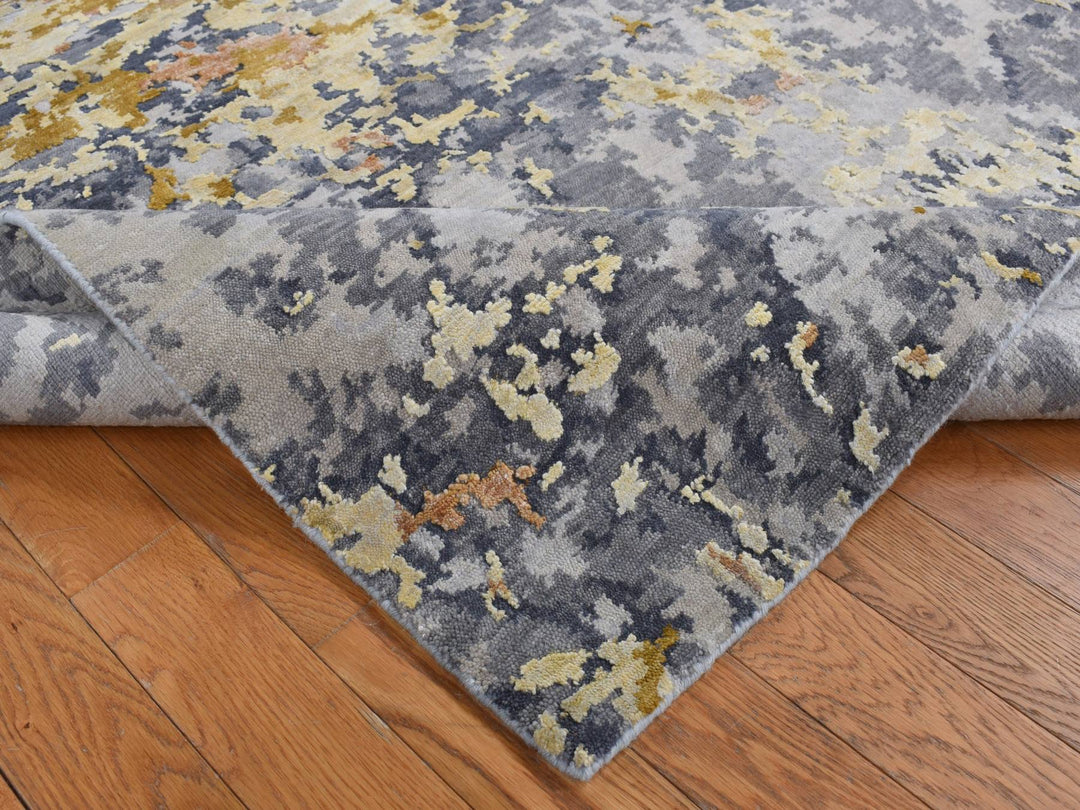 8'0" x 10'2" New Hand Knotted Blue Wool & Silk Rectangle Oriental Rug - MOA10287702