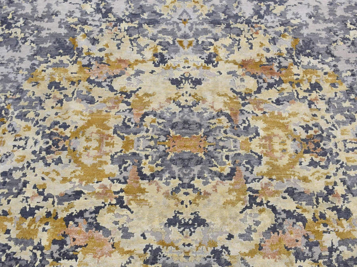 8'0" x 10'2" New Hand Knotted Blue Wool & Silk Rectangle Oriental Rug - MOA10287702