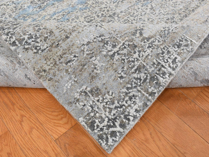 9'0" x 12'3" New Hand Knotted Grey Wool & Silk Rectangle Oriental Rug - MOA10287703