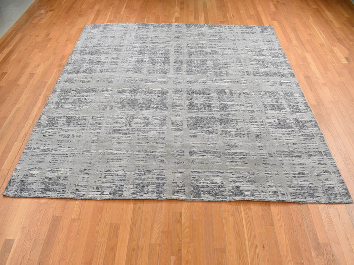 10'1" x 10'1" New Hand Knotted Grey Wool Square Oriental Rug - MOA10287705