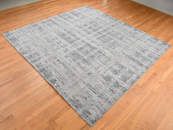 10'1" x 10'1" New Hand Knotted Grey Wool Square Oriental Rug - MOA10287705