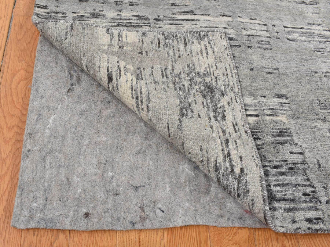 10'1" x 10'1" New Hand Knotted Grey Wool Square Oriental Rug - MOA10287705