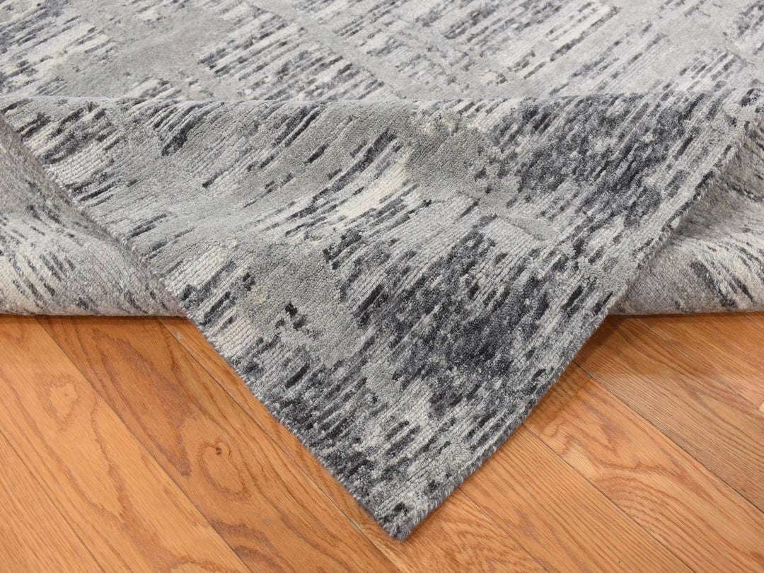 10'1" x 10'1" New Hand Knotted Grey Wool Square Oriental Rug - MOA10287705