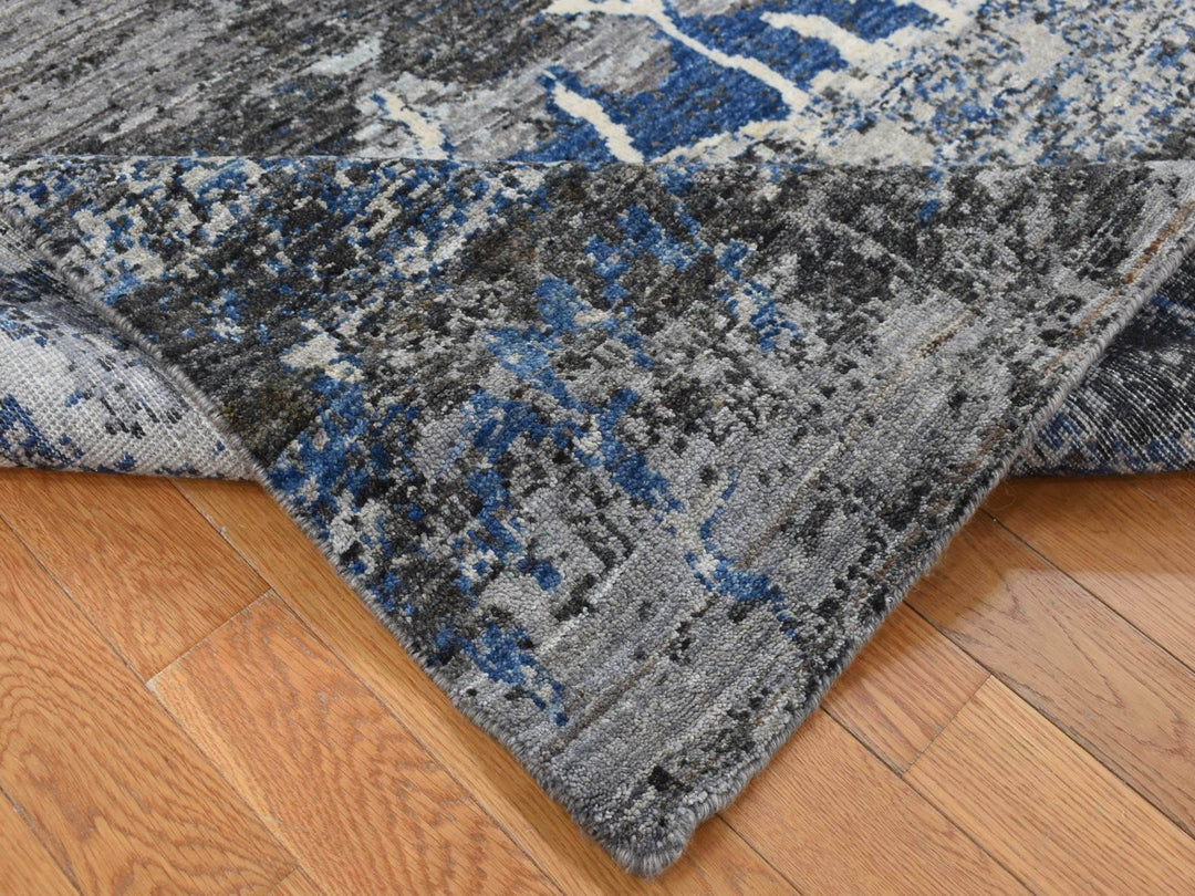 8'1" x 10'1" New Hand Knotted Grey Wool Rectangle Oriental Rug - MOA10287706
