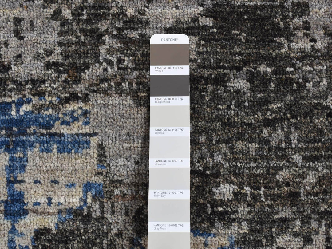 8'1" x 10'1" New Hand Knotted Grey Wool Rectangle Oriental Rug - MOA10287706