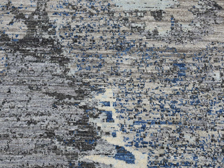 8'1" x 10'1" New Hand Knotted Grey Wool Rectangle Oriental Rug - MOA10287706