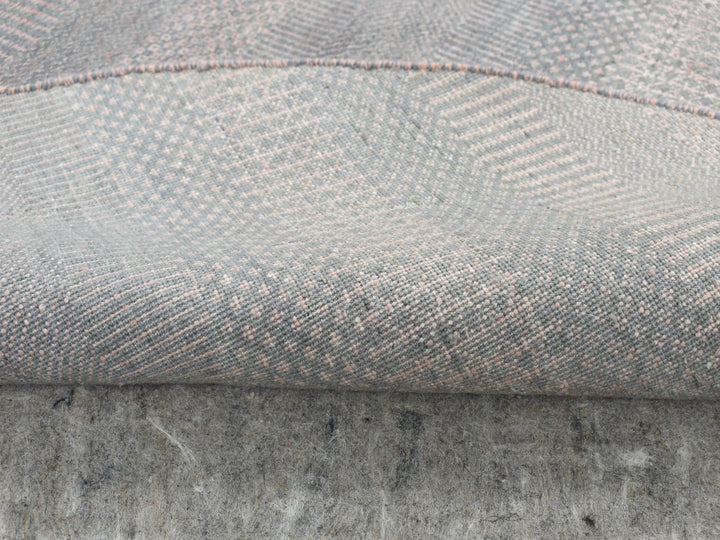 6'0" x 6'0" New Hand Knotted Grey Wool & Silk Round Oriental Rug - MOA10287717