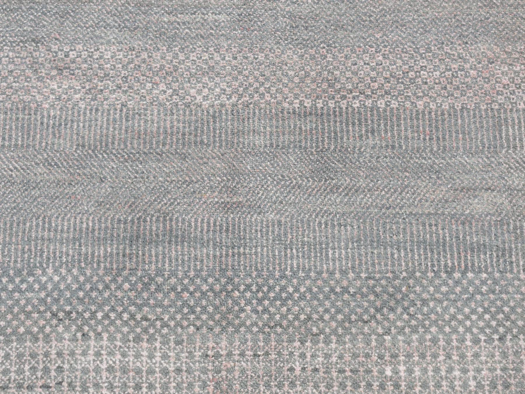 6'0" x 6'0" New Hand Knotted Grey Wool & Silk Round Oriental Rug - MOA10287717