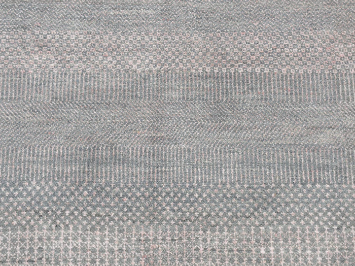 6'0" x 6'0" New Hand Knotted Grey Wool & Silk Round Oriental Rug - MOA10287717