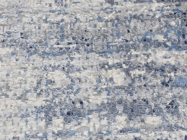 6'0" x 6'0" New Hand Knotted Blue Wool & Silk Round Oriental Rug - MOA10287718
