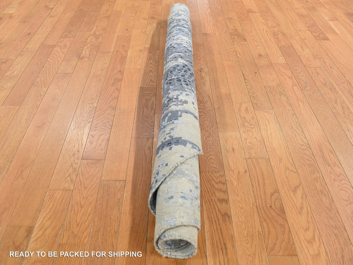 6'0" x 6'0" New Hand Knotted Blue Wool & Silk Round Oriental Rug - MOA10287718