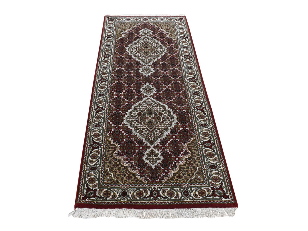 2'8" x 6'10" New Hand Knotted Red Wool Runner Oriental Rug - MOA10287722