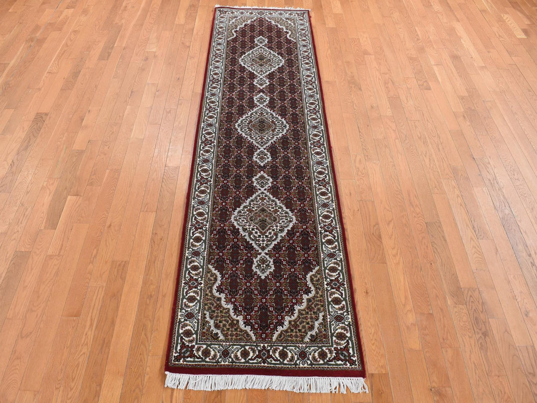 2'8" x 10'5" New Hand Knotted Red Wool Runner Oriental Rug - MOA10287725