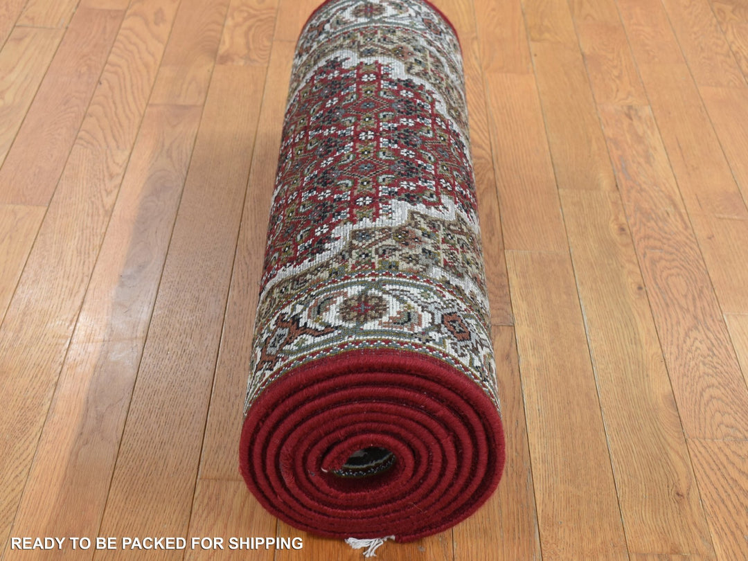 2'8" x 10'5" New Hand Knotted Red Wool Runner Oriental Rug - MOA10287725