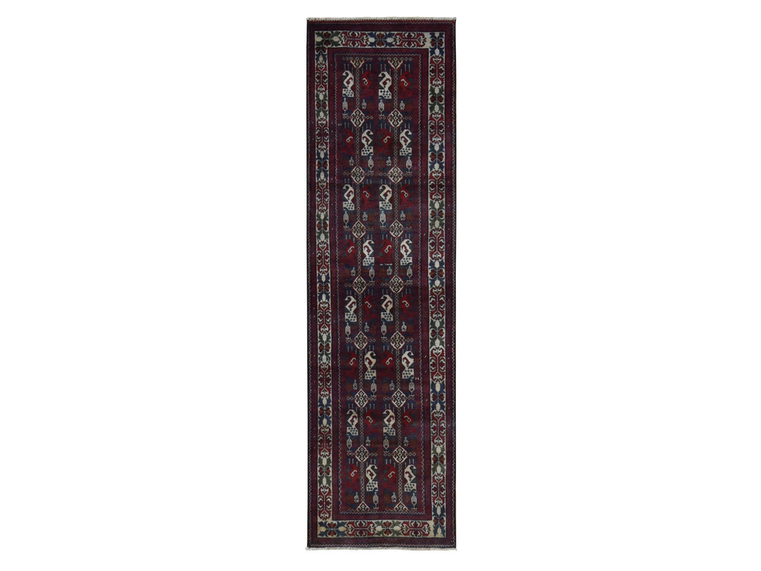 2'6" x 9'3" New Hand Knotted Red Wool Runner Oriental Rug - MOA10287726