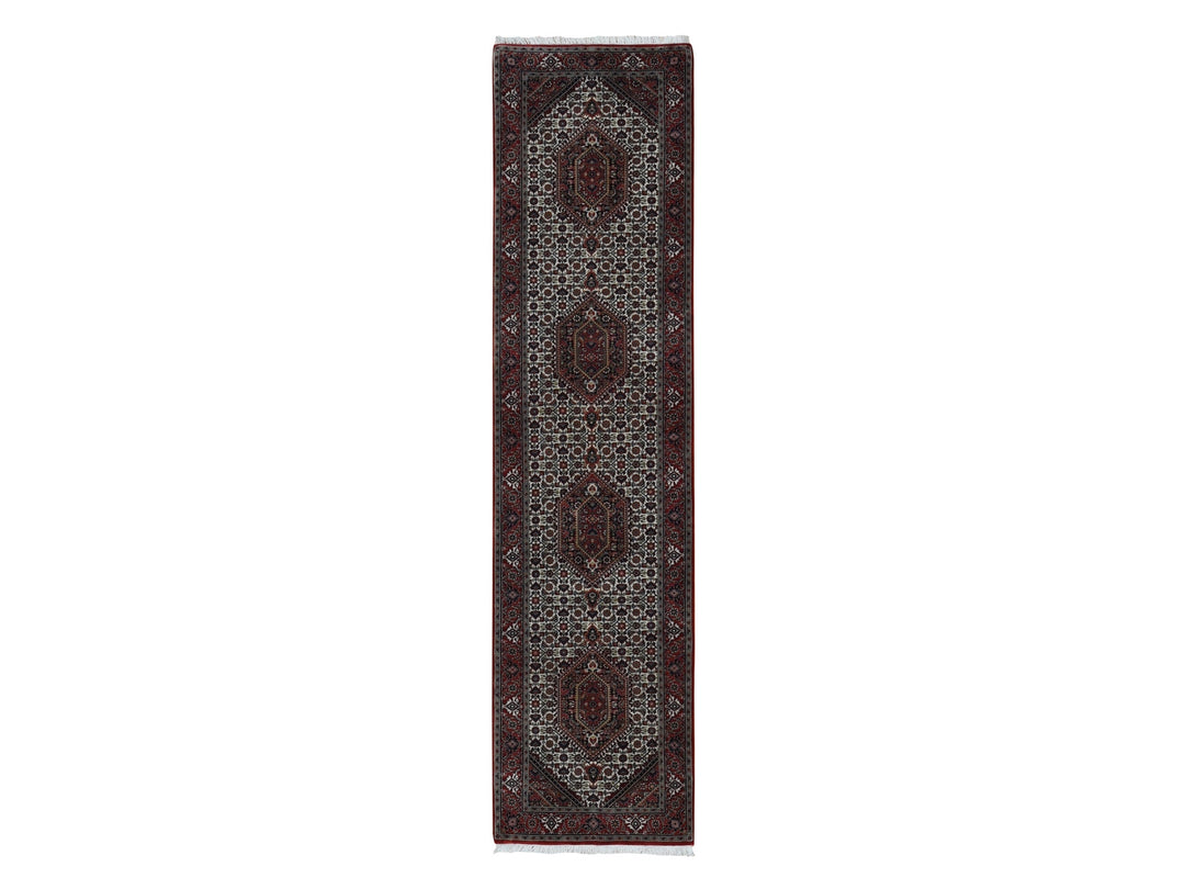 2'9" x 11'4" New Hand Knotted Ivory Wool Runner Oriental Rug - MOA10287728