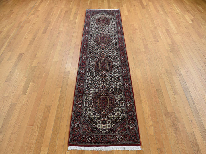 2'9" x 11'4" New Hand Knotted Ivory Wool Runner Oriental Rug - MOA10287728