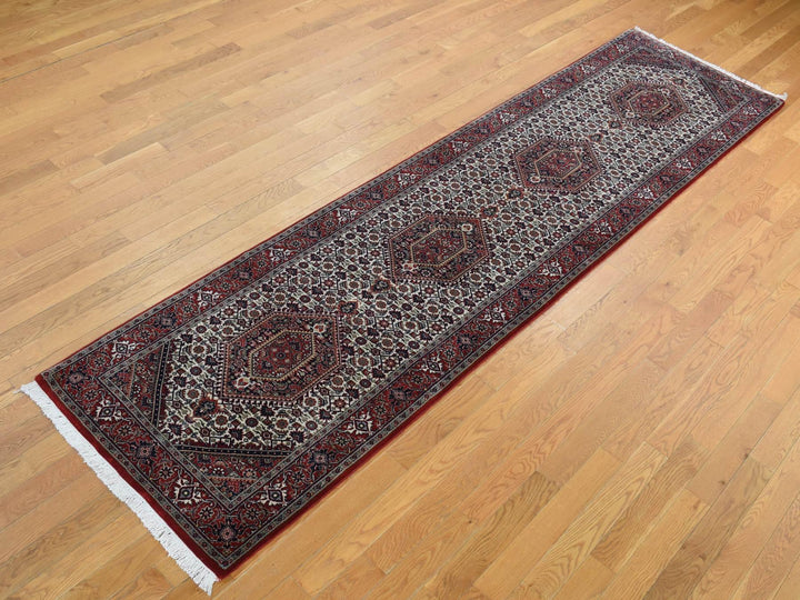 2'9" x 11'4" New Hand Knotted Ivory Wool Runner Oriental Rug - MOA10287728