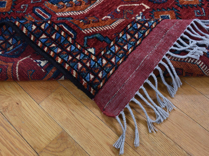 5'1" x 6'6" New Hand Knotted Red Wool Rectangle Oriental Rug - MOA10287732