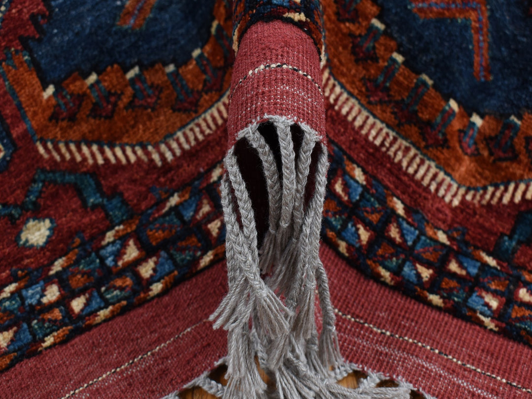5'1" x 6'6" New Hand Knotted Red Wool Rectangle Oriental Rug - MOA10287732