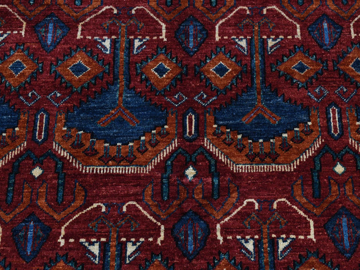 5'1" x 6'6" New Hand Knotted Red Wool Rectangle Oriental Rug - MOA10287732