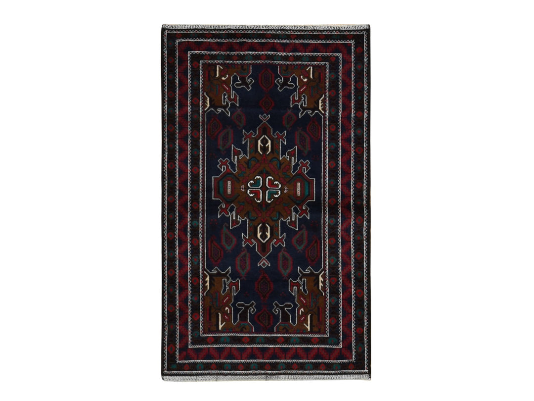 3'10" x 6'9" New Hand Knotted Blue Wool Rectangle Oriental Rug - MOA10287735