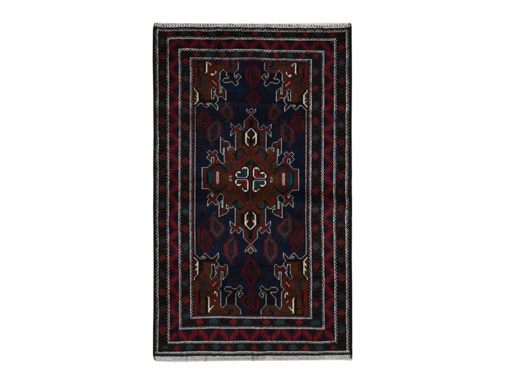3'10" x 6'9" New Hand Knotted Blue Wool Rectangle Oriental Rug - MOA10287735