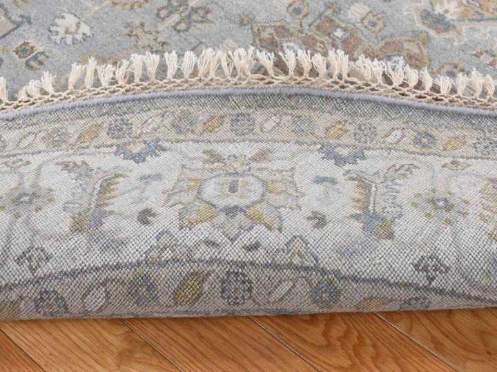 8'1" x 8'1" New Hand Knotted Grey Wool Round Oriental Rug - MOA10287737