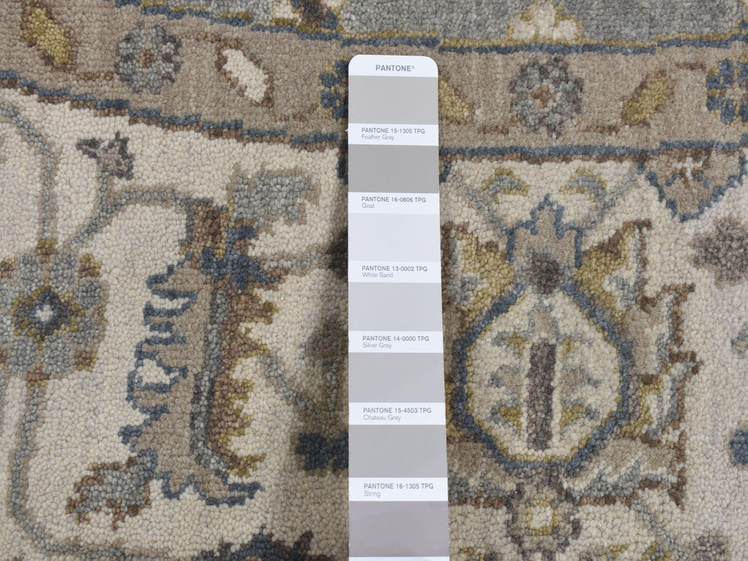 8'1" x 8'1" New Hand Knotted Grey Wool Round Oriental Rug - MOA10287737