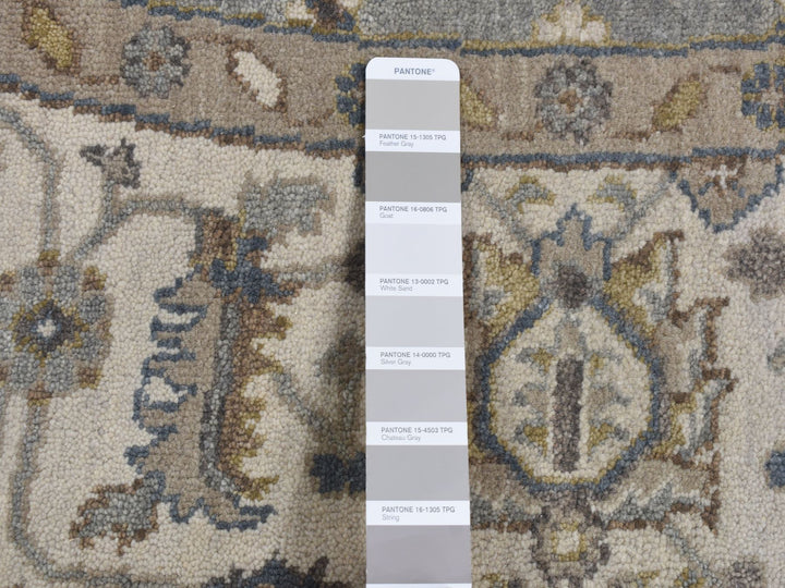 8'1" x 8'1" New Hand Knotted Grey Wool Round Oriental Rug - MOA10287737