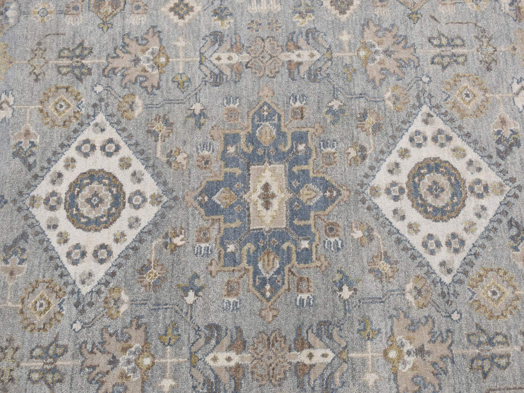 8'1" x 8'1" New Hand Knotted Grey Wool Round Oriental Rug - MOA10287737