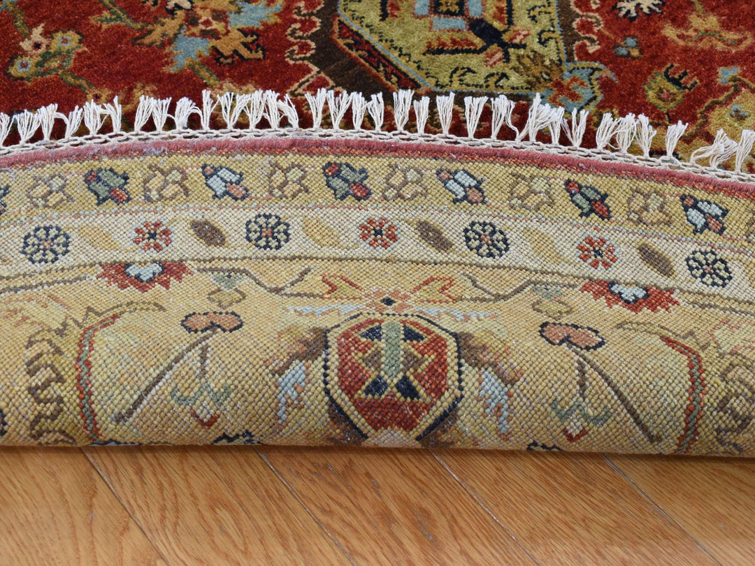 9'10" x 9'10" New Hand Knotted Red Wool Round Oriental Rug - MOA10287740