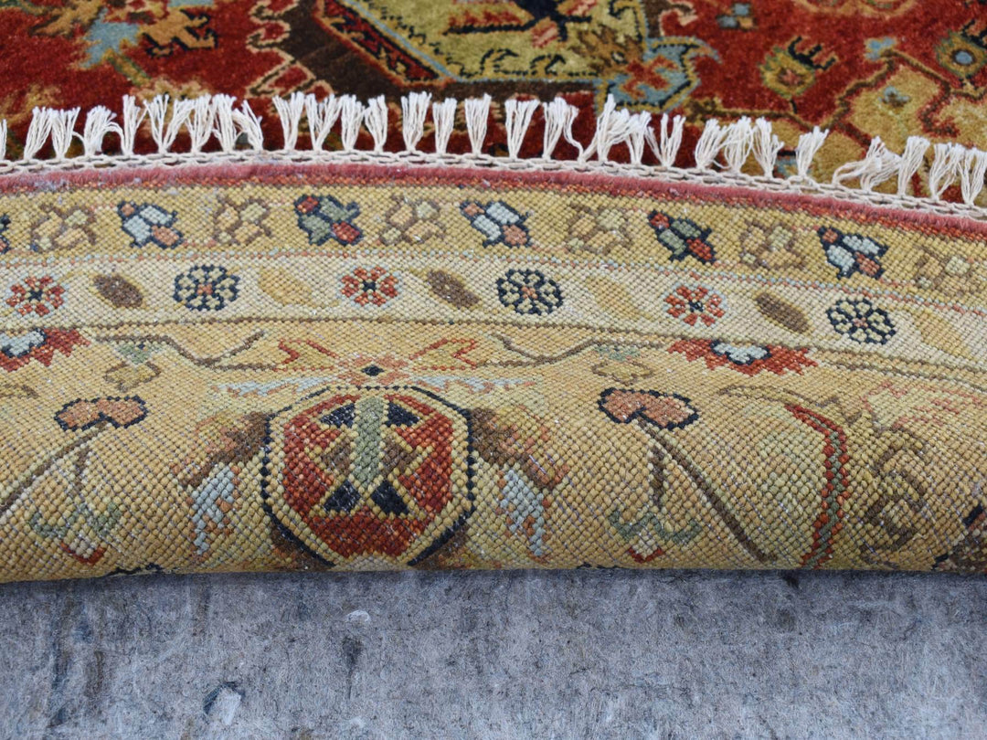 9'10" x 9'10" New Hand Knotted Red Wool Round Oriental Rug - MOA10287740