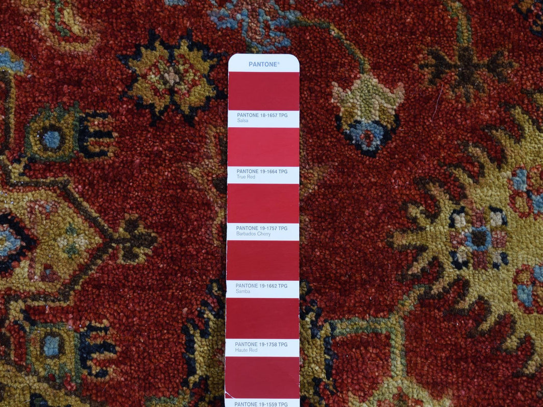 9'10" x 9'10" New Hand Knotted Red Wool Round Oriental Rug - MOA10287740
