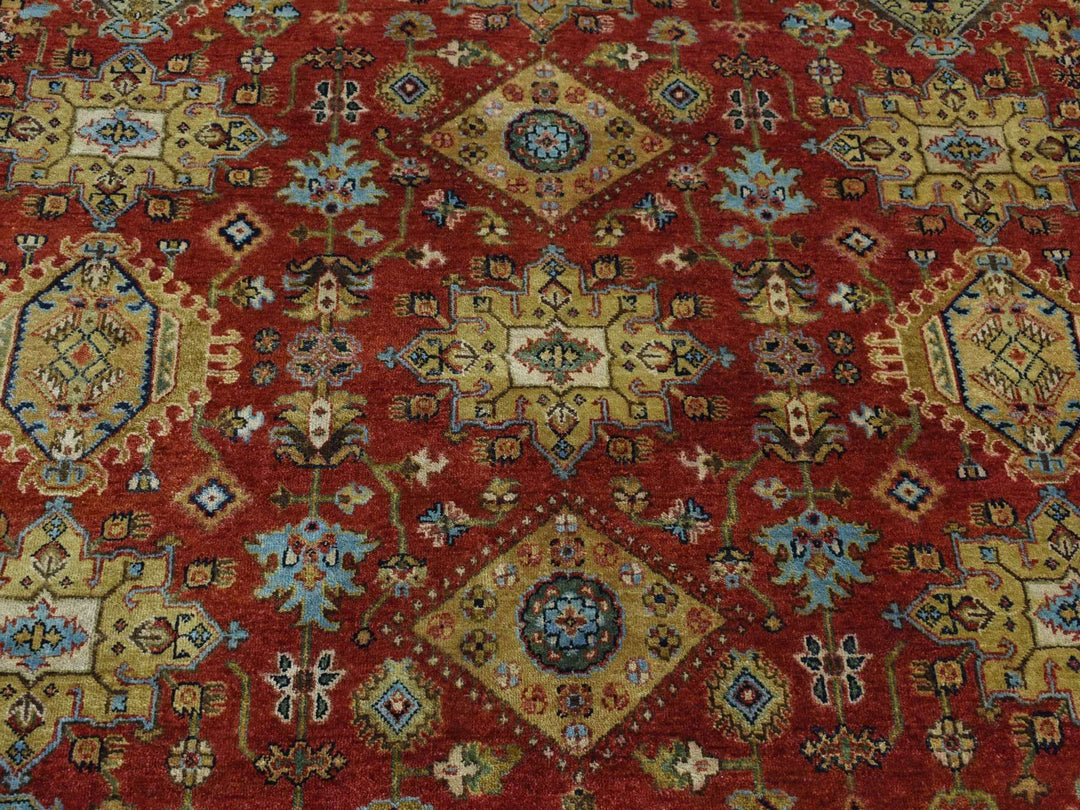 9'10" x 9'10" New Hand Knotted Red Wool Round Oriental Rug - MOA10287740