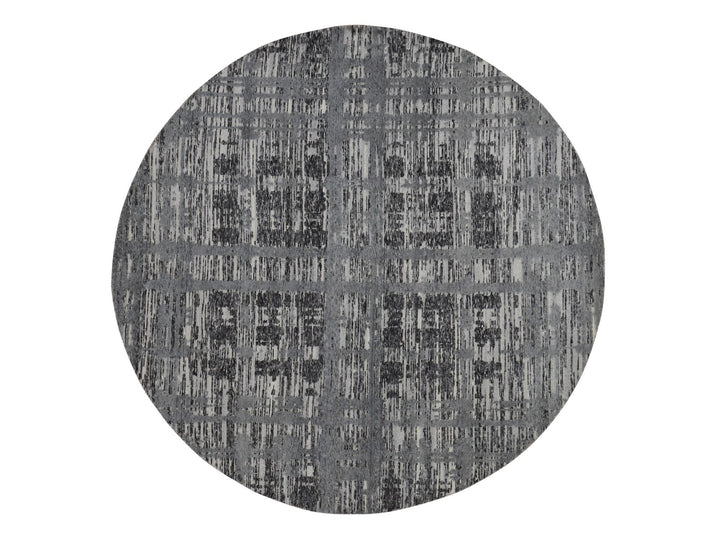 8'0" x 8'0" New Hand Knotted Grey Wool Round Oriental Rug - MOA10287745