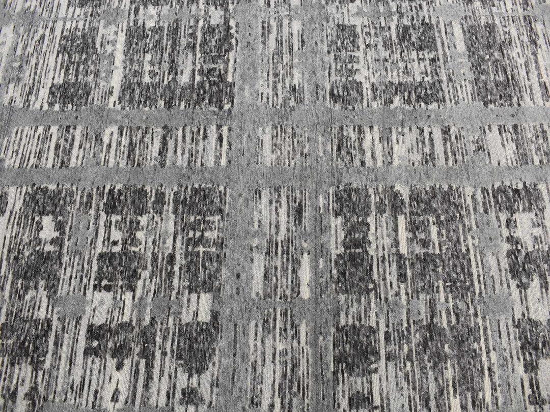 8'0" x 8'0" New Hand Knotted Grey Wool Round Oriental Rug - MOA10287745