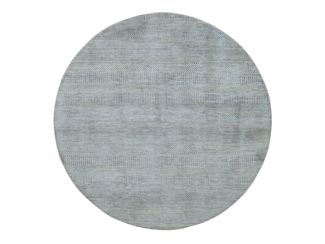 8'0" x 8'0" New Hand Knotted Grey Wool Round Oriental Rug - MOA10287746