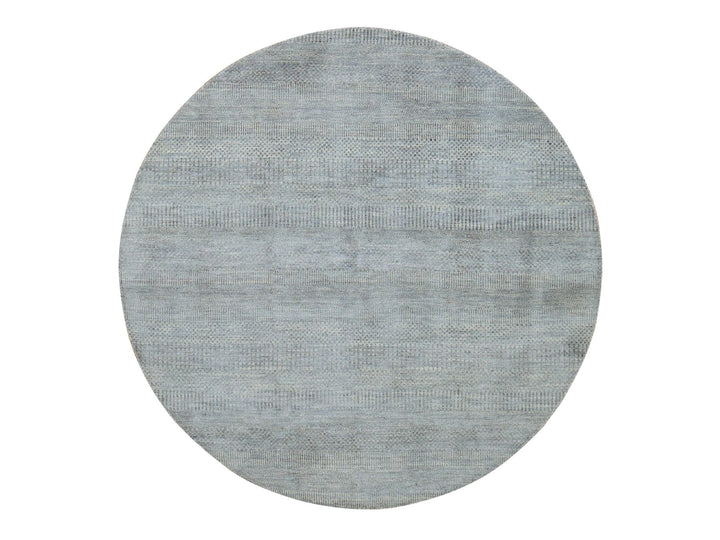 8'0" x 8'0" New Hand Knotted Grey Wool Round Oriental Rug - MOA10287746