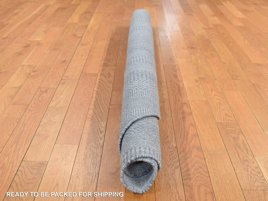 8'0" x 8'0" New Hand Knotted Grey Wool Round Oriental Rug - MOA10287746