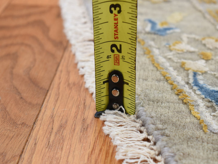 10'0" x 10'0" New Hand Knotted Beige Wool & Silk Round Oriental Rug - MOA10287750