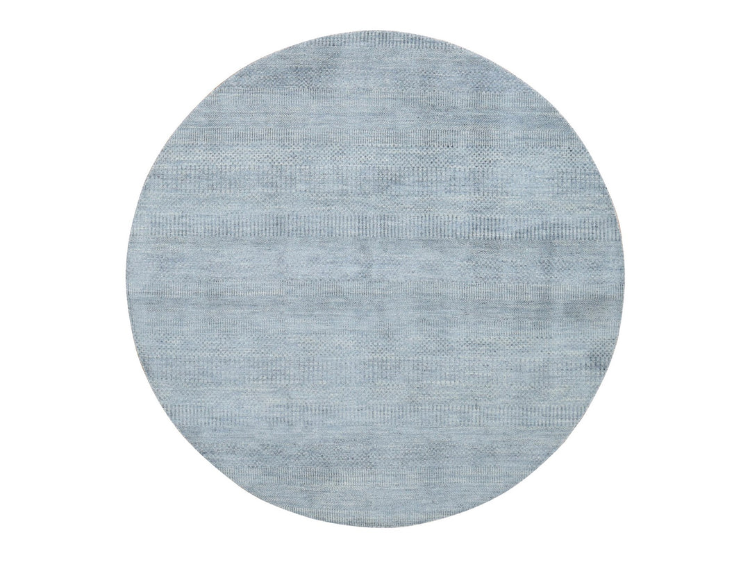 10'0" x 10'0" New Hand Knotted Grey Wool & Silk Round Oriental Rug - MOA10287754