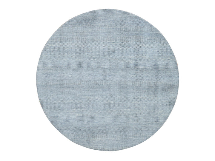 10'0" x 10'0" New Hand Knotted Grey Wool & Silk Round Oriental Rug - MOA10287754