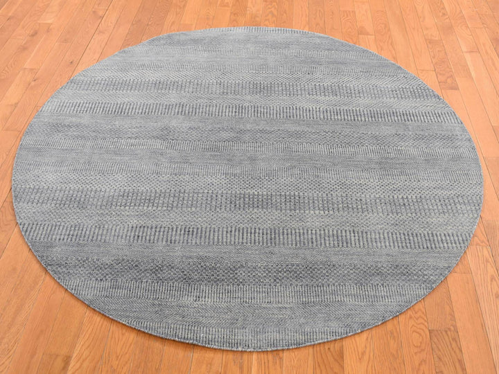 10'0" x 10'0" New Hand Knotted Grey Wool & Silk Round Oriental Rug - MOA10287754