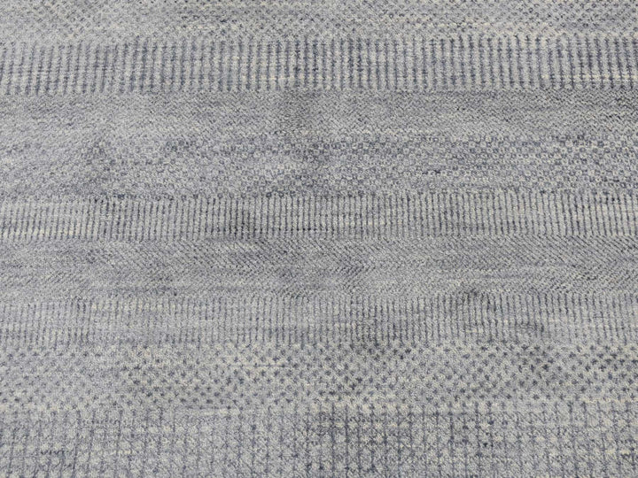 10'0" x 10'0" New Hand Knotted Grey Wool & Silk Round Oriental Rug - MOA10287754